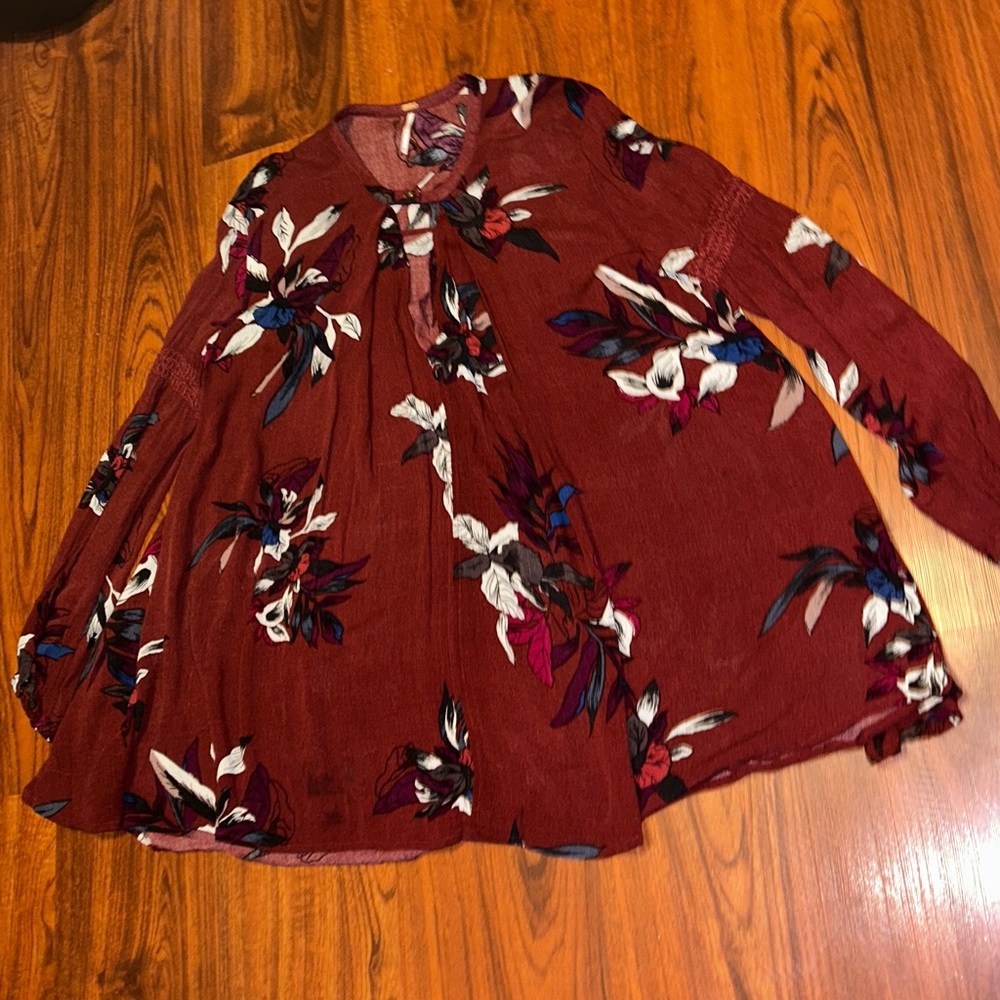 Free People Electric Orchid Tree Swing Tunic Boho Peasant Festival Spring